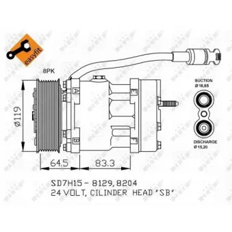 Compresseur, climatisation NRF 32751 pour DAF XF 95 FAK 95,380 - 381cv
