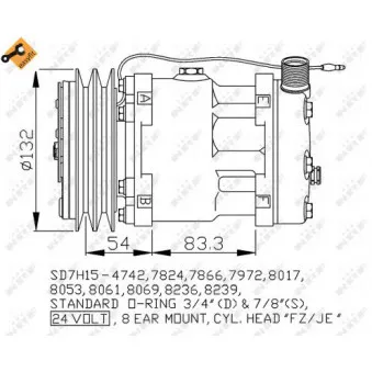 Compresseur, climatisation NRF 32769 pour VOLVO F10 F 10/320 - 310cv
