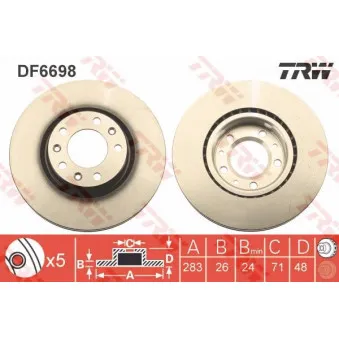 Jeu de 2 disques de frein avant TRW DF6698