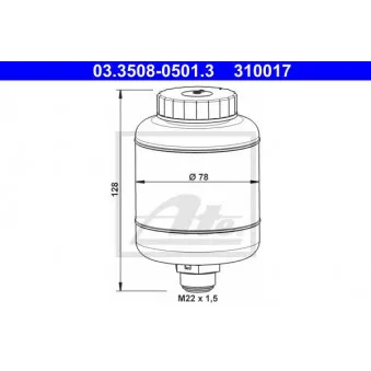 Vase d'expansion, liquide de frein ATE 03.3508-0501.3 pour MERCEDES-BENZ UNIMOG U 2150 - 211cv