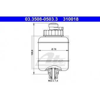 Vase d'expansion, liquide de frein ATE 03.3508-0503.3 pour MERCEDES-BENZ UNIMOG U 1300 L - 150cv