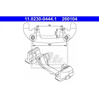 Support, étrier de frein ATE 11.0230-0444.1