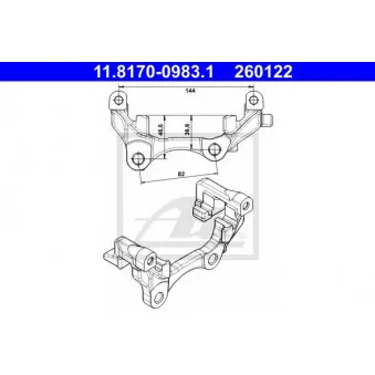Support, étrier de frein ATE 11.8170-0983.1