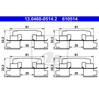 ATE 13.0460-0514.2 - Kit d'accessoires, plaquette de frein à disque