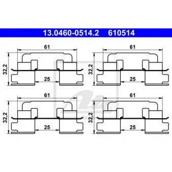 Kit d'accessoires, plaquette de frein à disque ATE 13.0460-0514.2