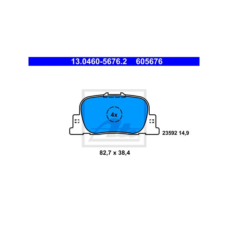 Jeu de 4 plaquettes de frein arrière ATE 13.0460-5676.2 - Visuel 1