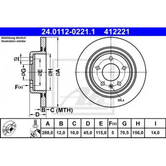 Jeu de 2 disques de frein arrière ATE 24.0112-0221.1 pour OPEL INSIGNIA 2.0 CDTi - 170cv