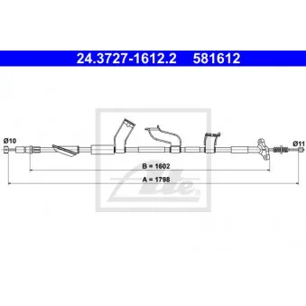 Tirette à câble, frein de stationnement ATE 24.3727-1612.2