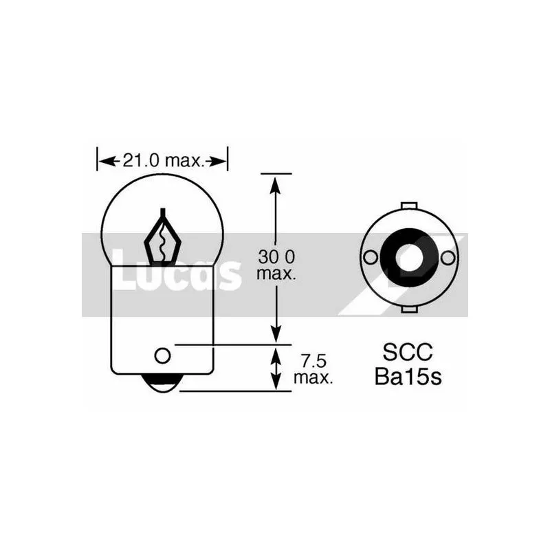 Ampoule, feu stop LUCAS ELECTRICAL LLB207PX2 - Visuel 1