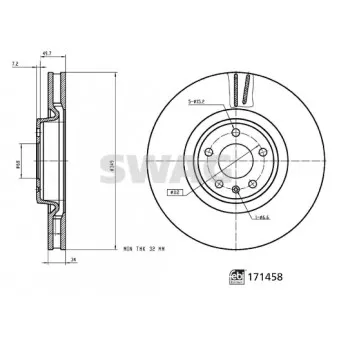 Jeu de 2 disques de frein avant SWAG OEM 80A615301G