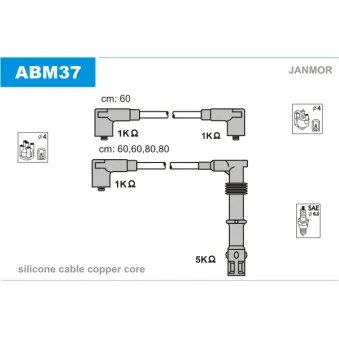 Kit de câbles d'allumage JANMOR OEM 037905409b