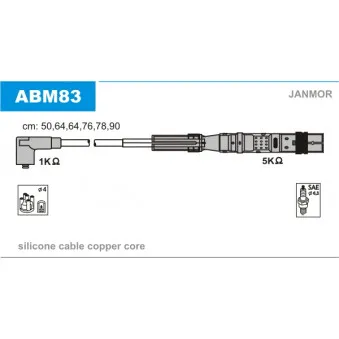 JANMOR ABM83 - Kit de câbles d'allumage