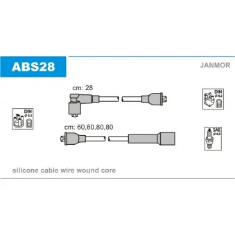 Kit de câbles d'allumage JANMOR ABS28 pour VOLKSWAGEN TRANSPORTER - COMBI 1,6 - 47cv