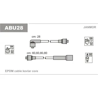 Kit de câbles d'allumage JANMOR ABU28 pour VOLKSWAGEN TRANSPORTER - COMBI 1,6 - 47cv