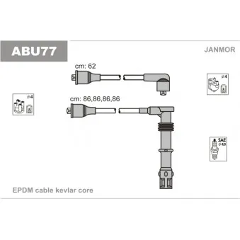 Kit de câbles d'allumage JANMOR ABU77