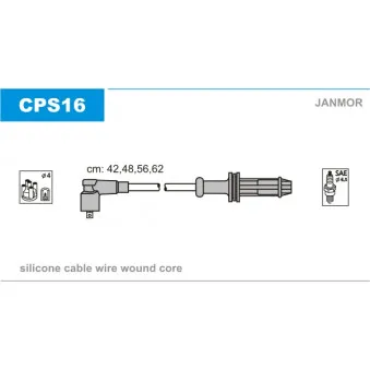 Kit de câbles d'allumage JANMOR CPS16 pour PEUGEOT 206 1.1 i - 60cv
