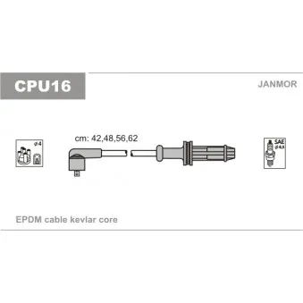 Kit de câbles d'allumage JANMOR CPU16 pour PEUGEOT 206 1.1 i - 60cv