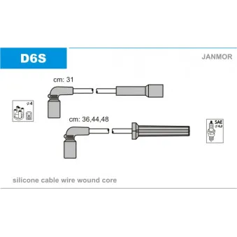 JANMOR D6S - Kit de câbles d'allumage