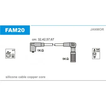 JANMOR FAM20 - Kit de câbles d'allumage