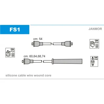 Kit de câbles d'allumage JANMOR FS1 pour FORD TRANSIT 1.7 1300 - 65cv