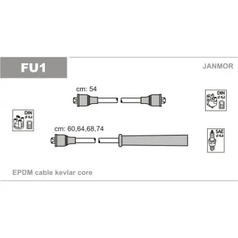Kit de câbles d'allumage JANMOR FU1 pour FORD TRANSIT 1.7 - 65cv