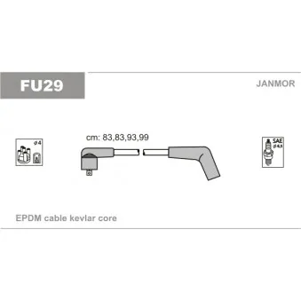 Kit de câbles d'allumage JANMOR FU29 pour FORD COURIER 1.3 - 60cv