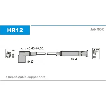JANMOR HR12 - Kit de câbles d'allumage