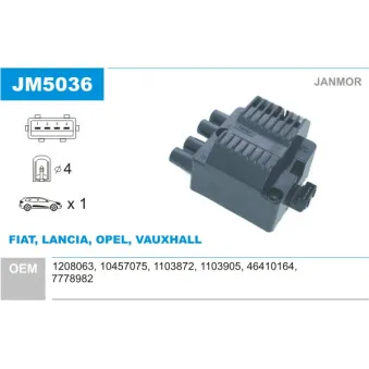 Bobine d'allumage JANMOR JM5036 pour OPEL VECTRA 1.6 - 69cv