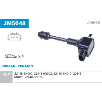 Bobine d'allumage JANMOR OEM 224486N010