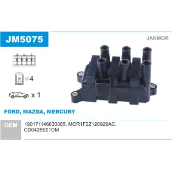 Bobine d'allumage JANMOR JM5075 pour FORD MONDEO ST220 - 226cv