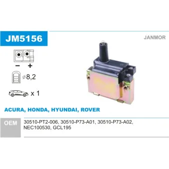 Bobine d'allumage JANMOR OEM 30510P73A02