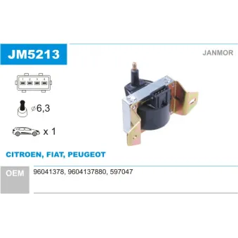 Bobine d'allumage JANMOR OEM 96041378