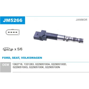 Bobine d'allumage JANMOR OEM 022905100N