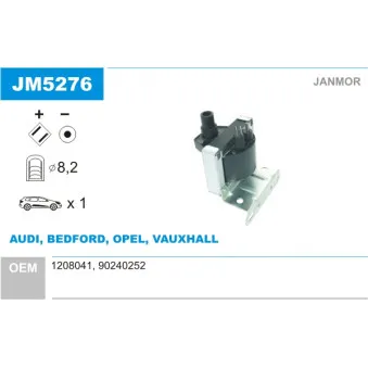 Bobine d'allumage JANMOR JM5276 pour OPEL CORSA 1.0 - 45cv