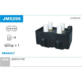 Bobine d'allumage JANMOR OEM 8200141149