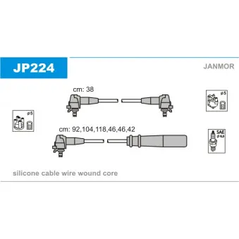 JANMOR JP224 - Kit de câbles d'allumage