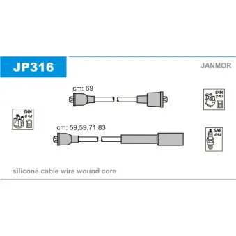 JANMOR JP316 - Kit de câbles d'allumage
