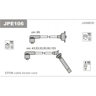 JANMOR JPE106 - Kit de câbles d'allumage