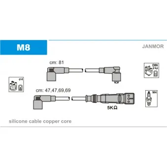 JANMOR M8 - Kit de câbles d'allumage