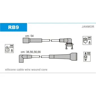 JANMOR RB9 - Kit de câbles d'allumage