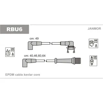 JANMOR RBU6 - Kit de câbles d'allumage