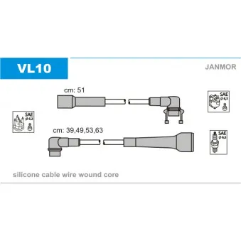 JANMOR VL10 - Kit de câbles d'allumage