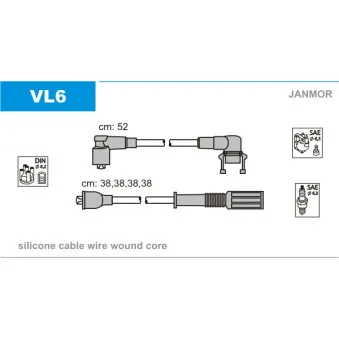 Kit de câbles d'allumage JANMOR VL6
