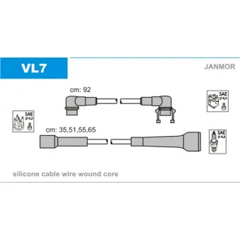 JANMOR VL7 - Kit de câbles d'allumage