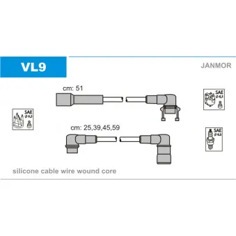 JANMOR VL9 - Kit de câbles d'allumage