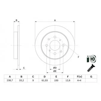 Jeu de 2 disques de frein avant BOSCH OEM 42510TG0T00