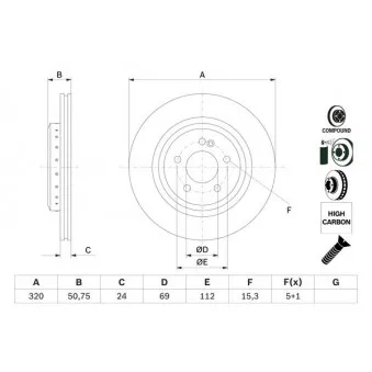 Jeu de 2 disques de frein arrière BOSCH 0 986 479 G36