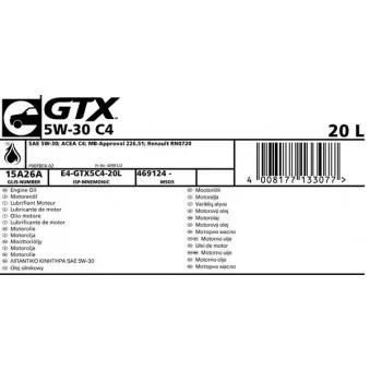 Huile moteur CASTROL 15A26A