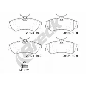 Jeu de 4 plaquettes de frein avant BRECK OEM 701698151C