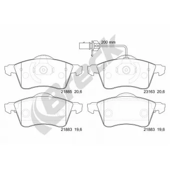 Jeu de 4 plaquettes de frein avant BRECK OEM 7D0698151F